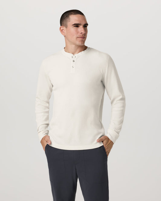 Waffle Henley Men's Marshmallow Henley Top - Vuori