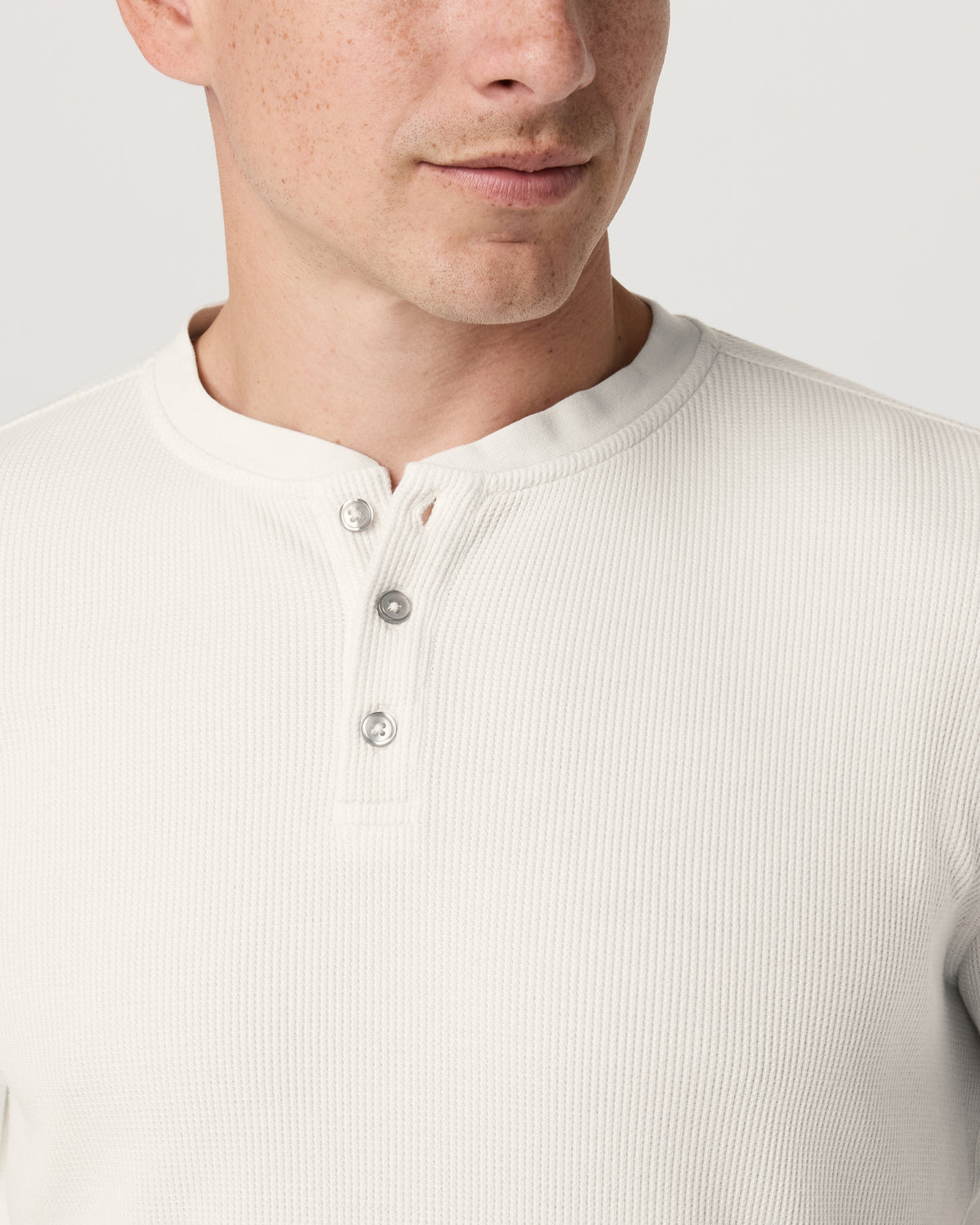 Waffle Henley Men's Marshmallow Henley Top - Vuori