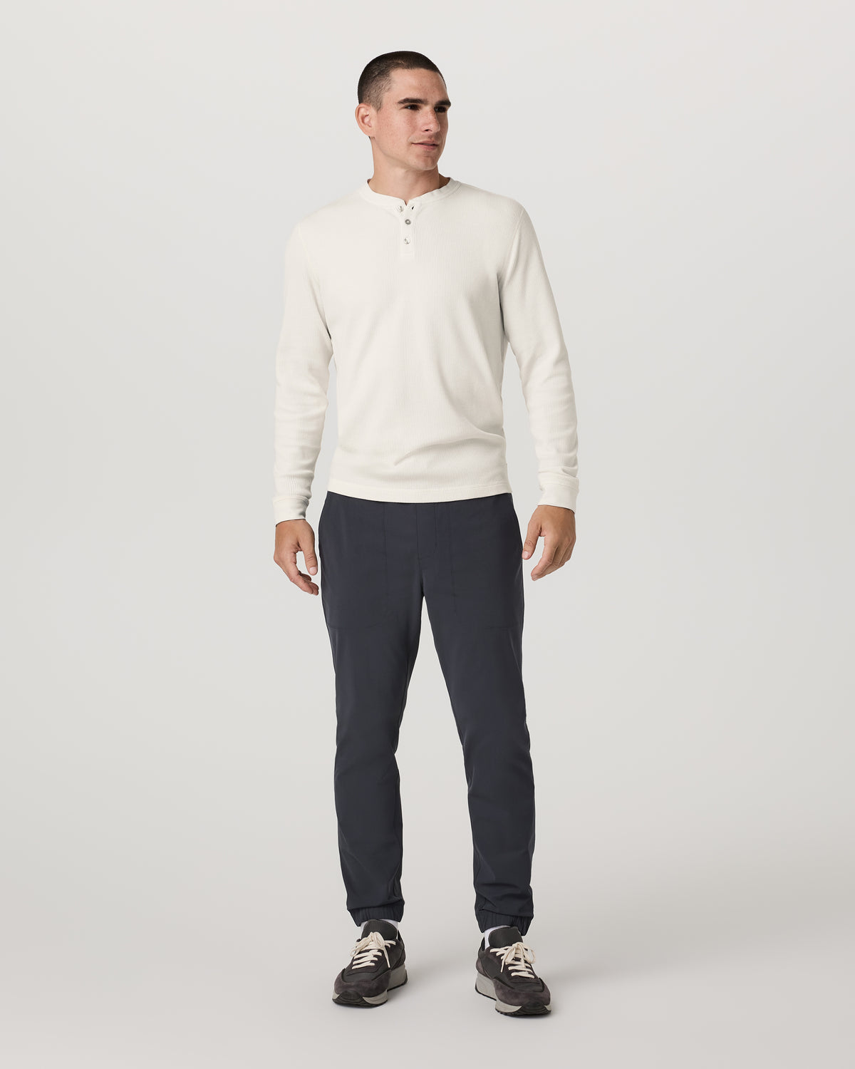 Waffle Henley Men's Marshmallow Henley Top - Vuori