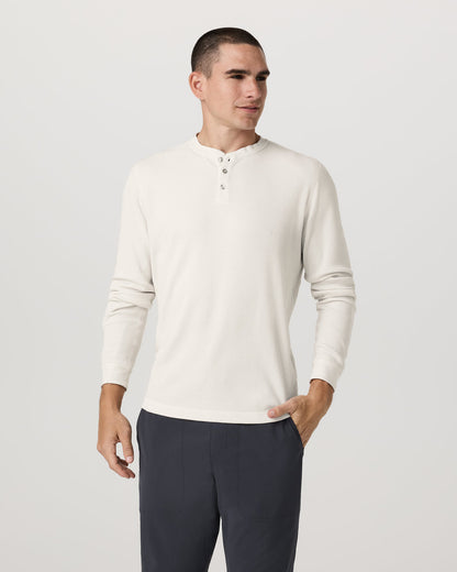 Waffle Henley Men's Marshmallow Henley Top - Vuori