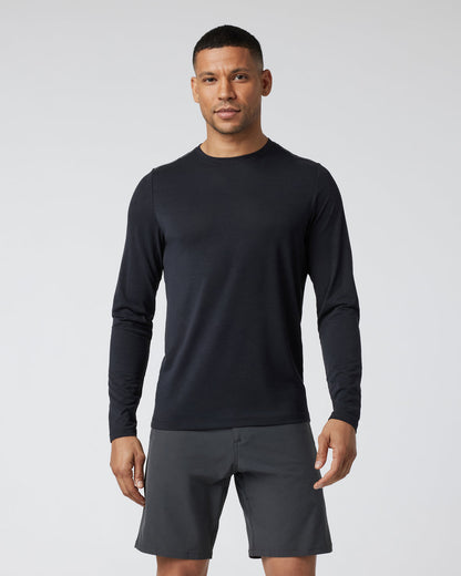 Long Sleeve Current Tech Tee Black T-Shirt - Vuori