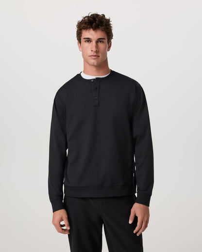 Long Sleeve Coronado Henley - Relaxed Black Heather - Vuori