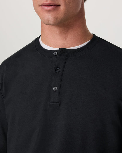 Long Sleeve Coronado Henley - Relaxed Black Heather - Vuori