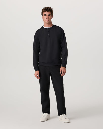 Long Sleeve Coronado Henley - Relaxed Black Heather - Vuori