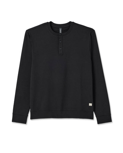 Long Sleeve Coronado Henley - Relaxed Black Heather - Vuori