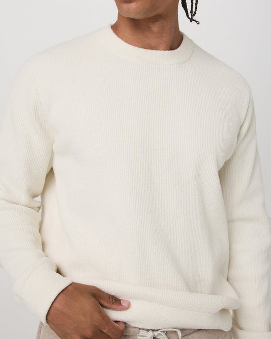 Midweight Rib Sweater Men's Ivory Ribbed Knit Sweater - Vuori