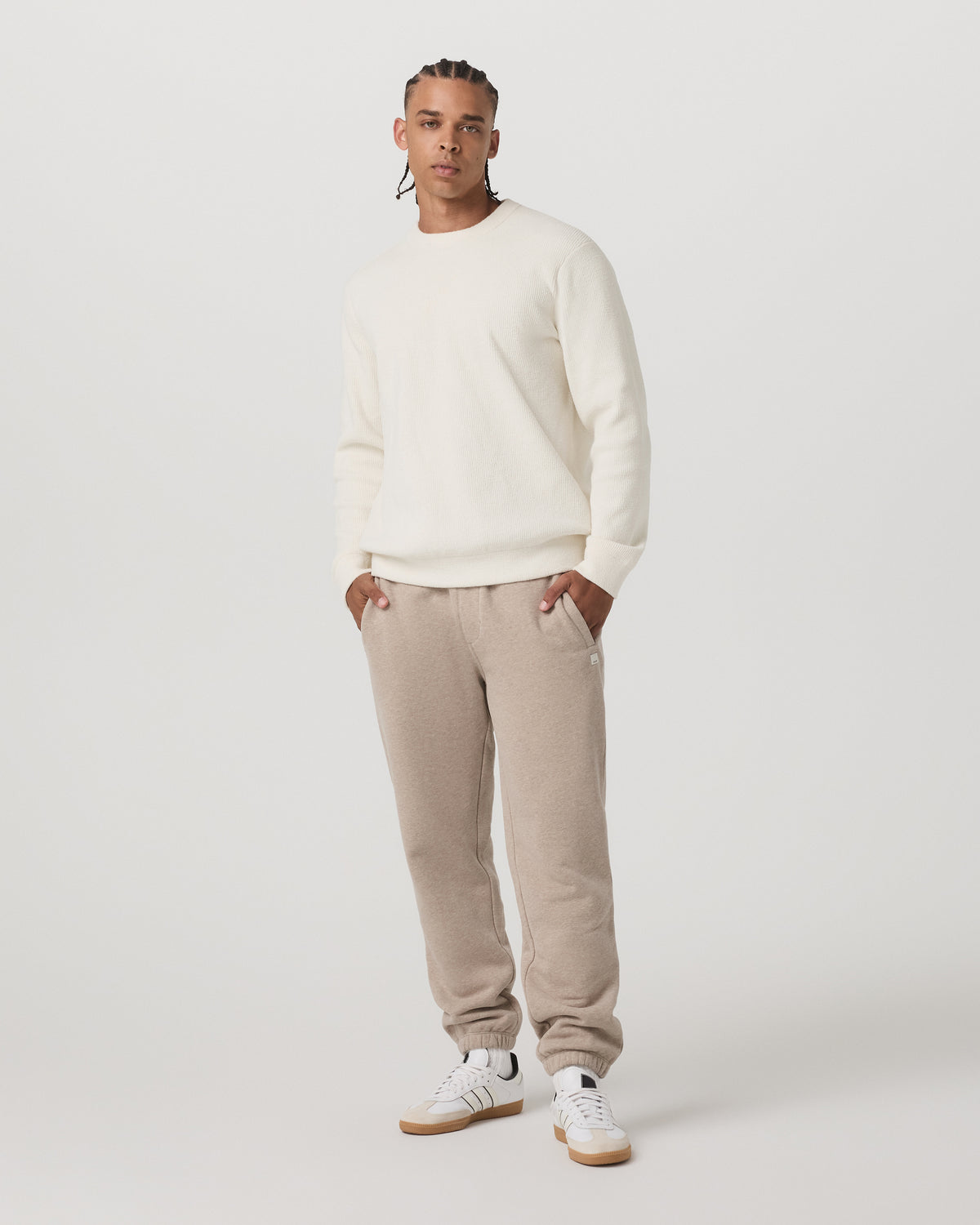 Midweight Rib Sweater Men's Ivory Ribbed Knit Sweater - Vuori