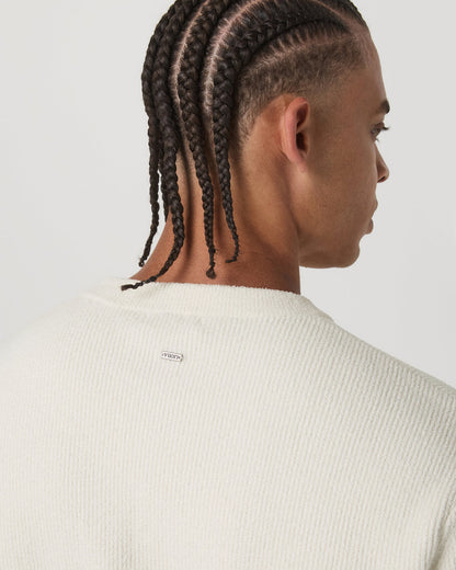 Midweight Rib Sweater Men's Ivory Ribbed Knit Sweater - Vuori