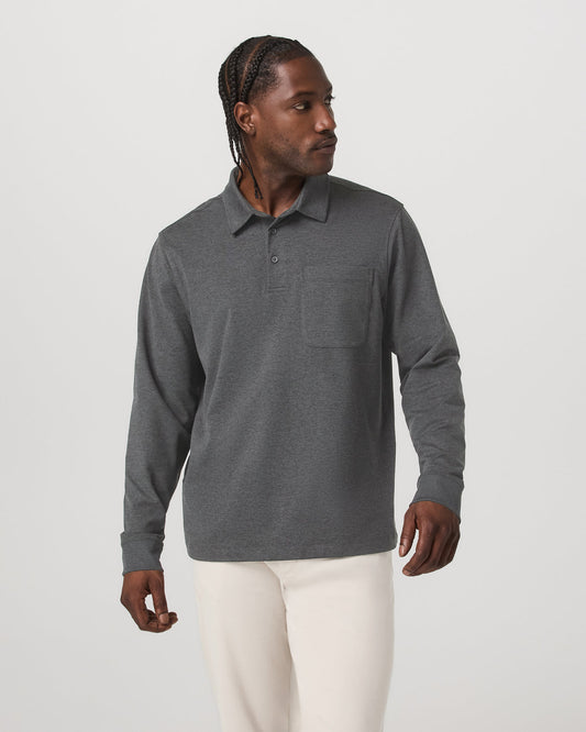 Men's Long Sleeve Coronado Rugby Charcoal Heather - Vuori