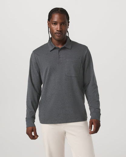 Men's Long Sleeve Coronado Rugby Charcoal Heather - Vuori