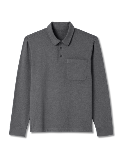 Men's Long Sleeve Coronado Rugby Charcoal Heather - Vuori