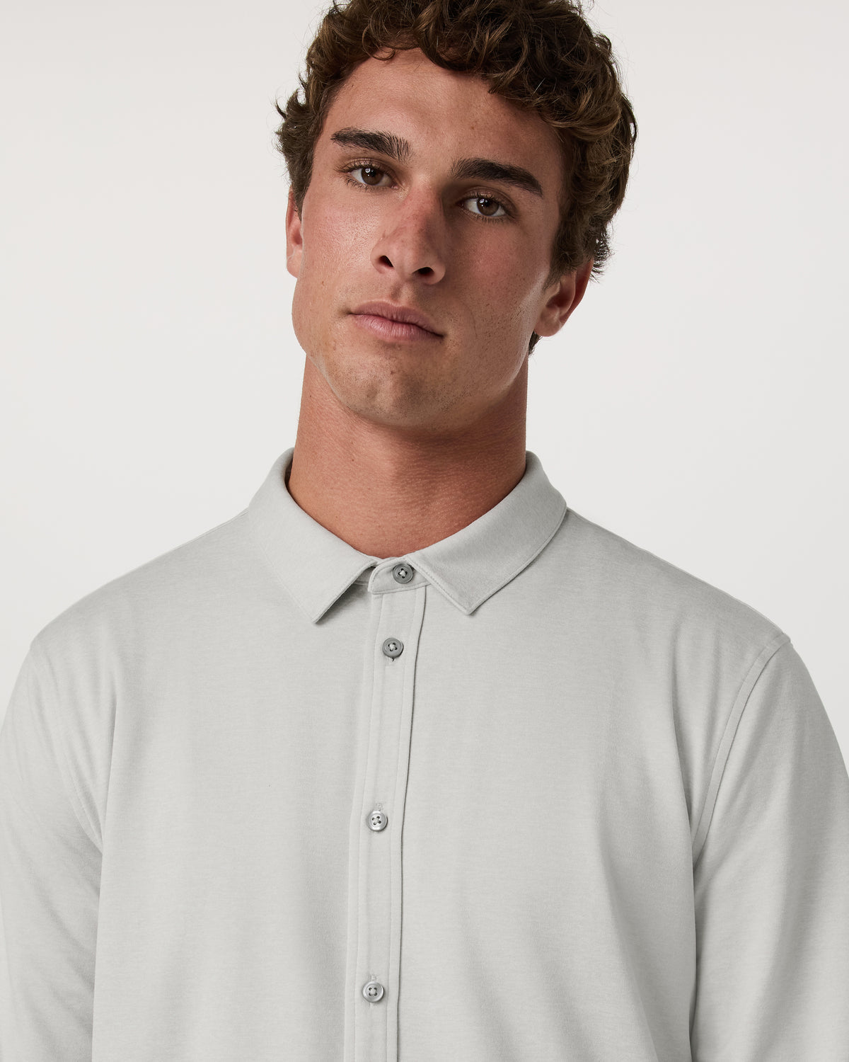 Men's Long Sleeve Ponto Button Down Salt Heather - Vuori