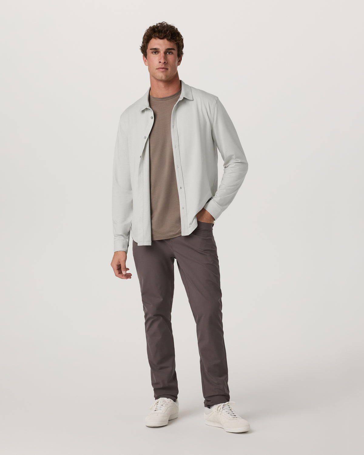 Men's Long Sleeve Ponto Button Down Salt Heather - Vuori