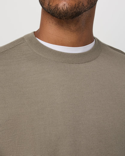 Merino Fine Gauge Wool Sweater Men's Taupe Sweater - Vuori