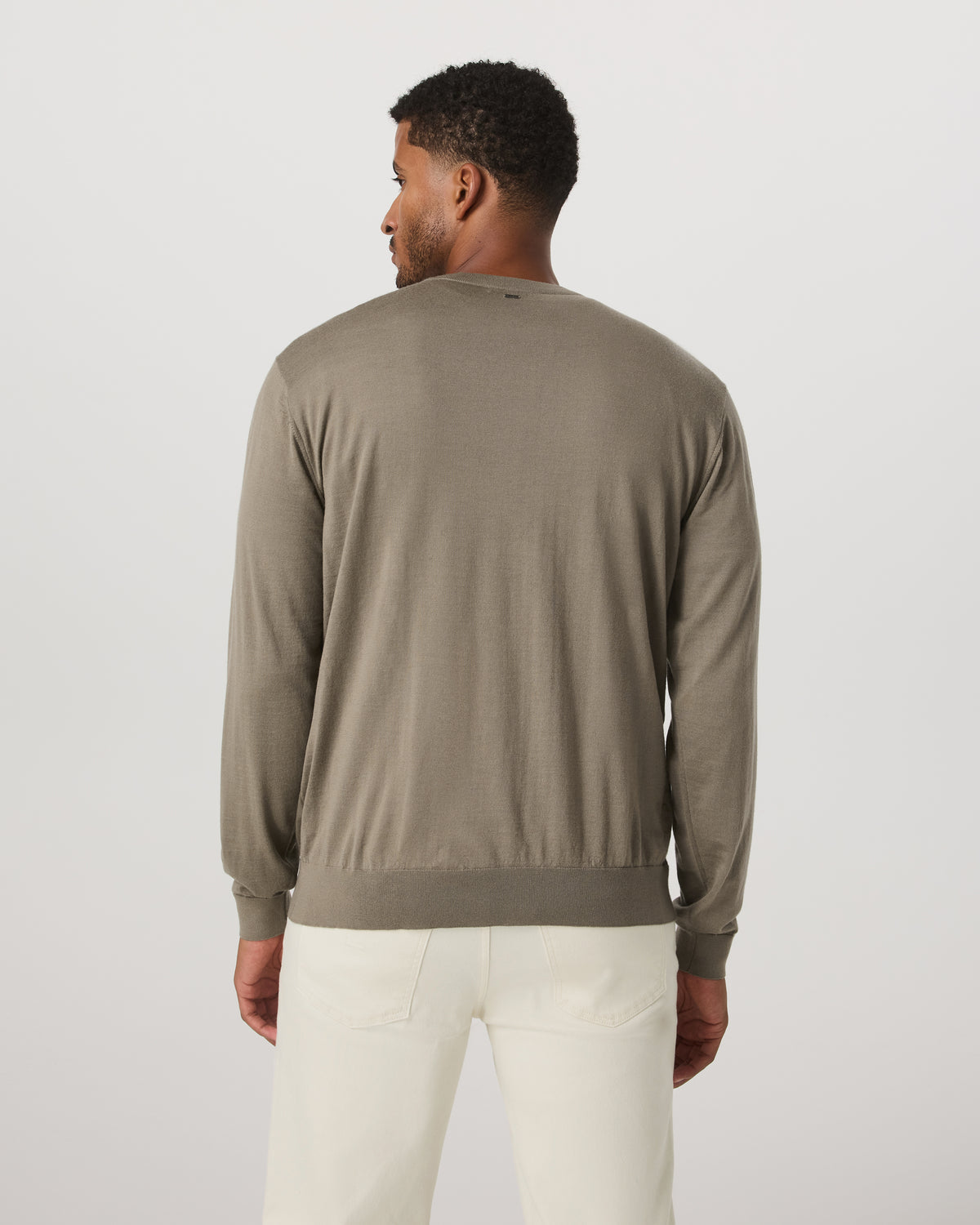 Merino Fine Gauge Wool Sweater Men's Taupe Sweater - Vuori