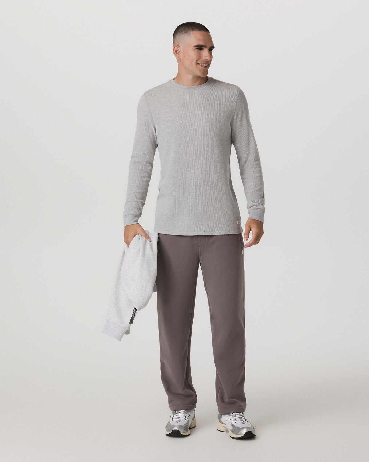 Waffle Crew Men's Light Grey Thermal Shirt - Vuori