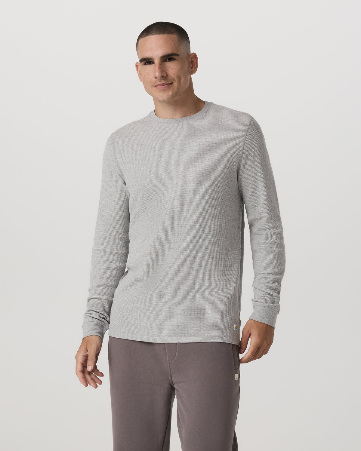 Waffle Crew Men's Light Grey Thermal Shirt - Vuori