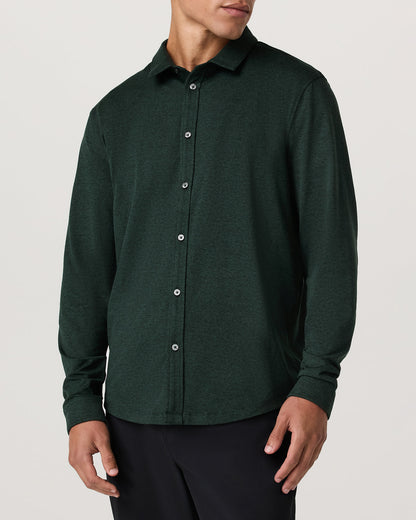Men's Long Sleeve Ponto Button Down Evergreen Heather - Vuori