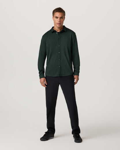 Men's Long Sleeve Ponto Button Down Evergreen Heather - Vuori