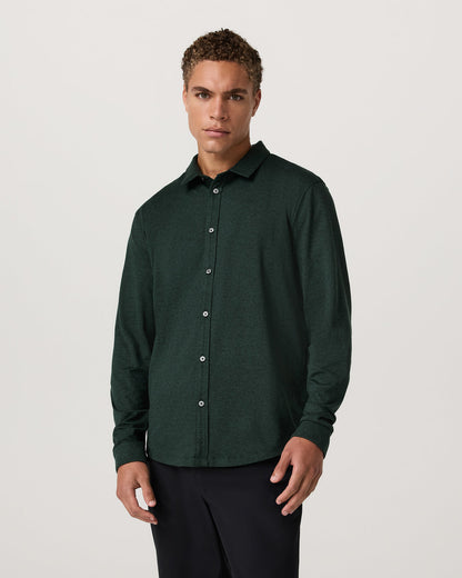 Men's Long Sleeve Ponto Button Down Evergreen Heather - Vuori