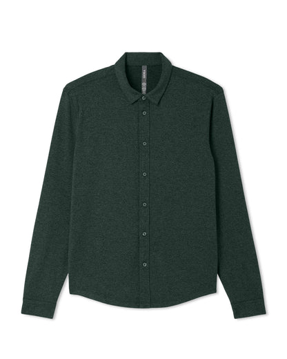 Men's Long Sleeve Ponto Button Down Evergreen Heather - Vuori