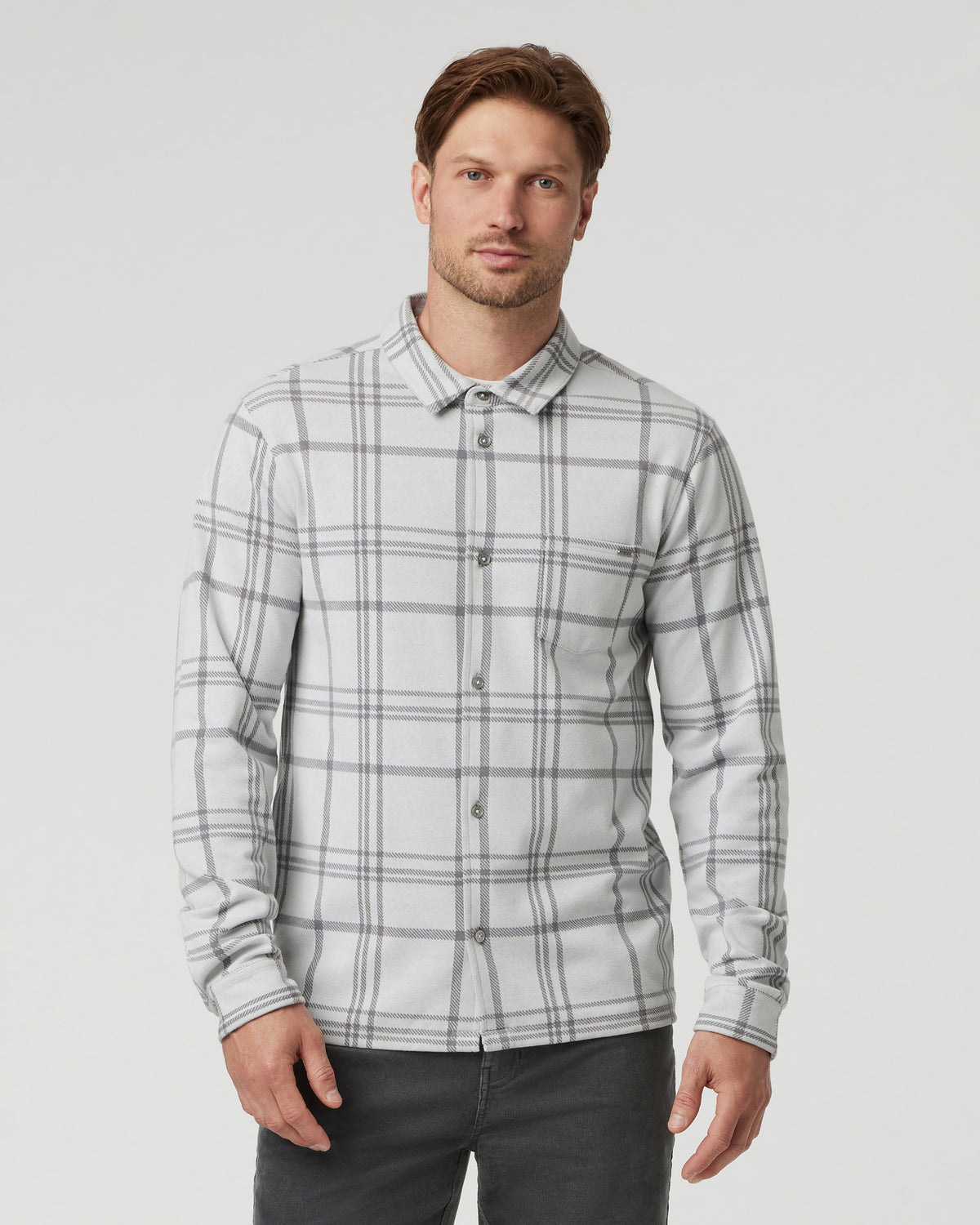 Seaview Plaid Buttondown Shirt Frost Grey - Vuori