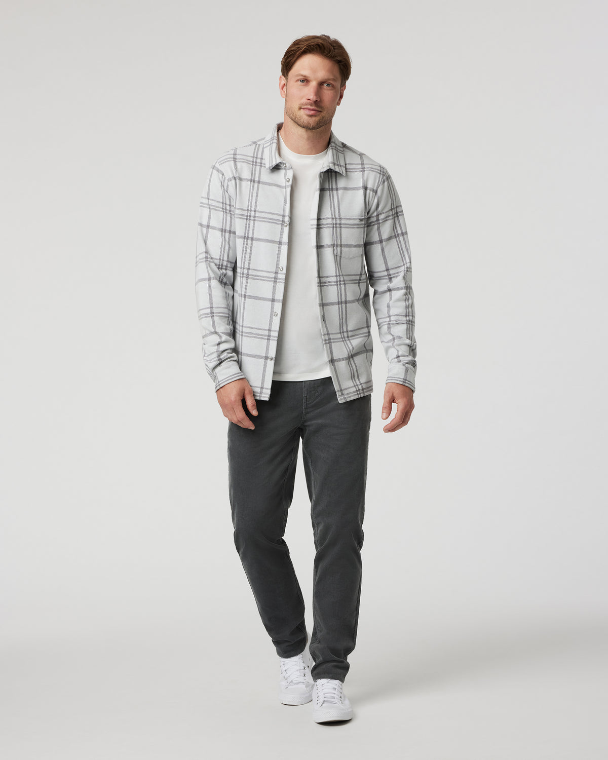 Seaview Plaid Buttondown Shirt Frost Grey - Vuori