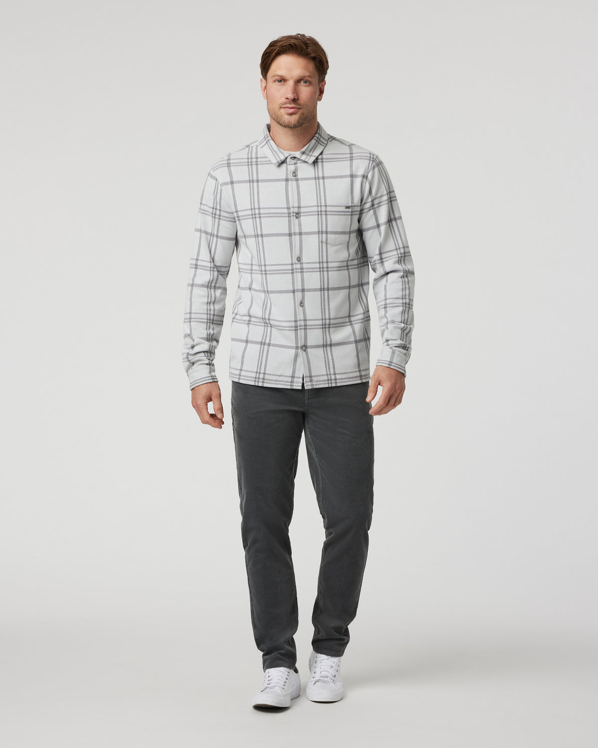 Seaview Plaid Buttondown Shirt Frost Grey - Vuori