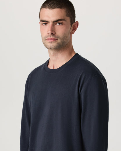 Long Sleeve Heavyweight Cotton Tee Men's Navy Shirt - Vuori