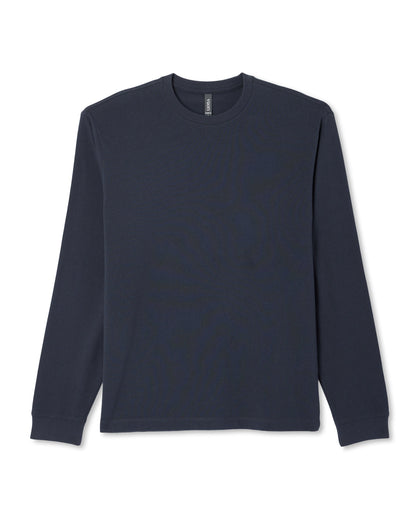 Long Sleeve Heavyweight Cotton Tee Men's Navy Shirt - Vuori