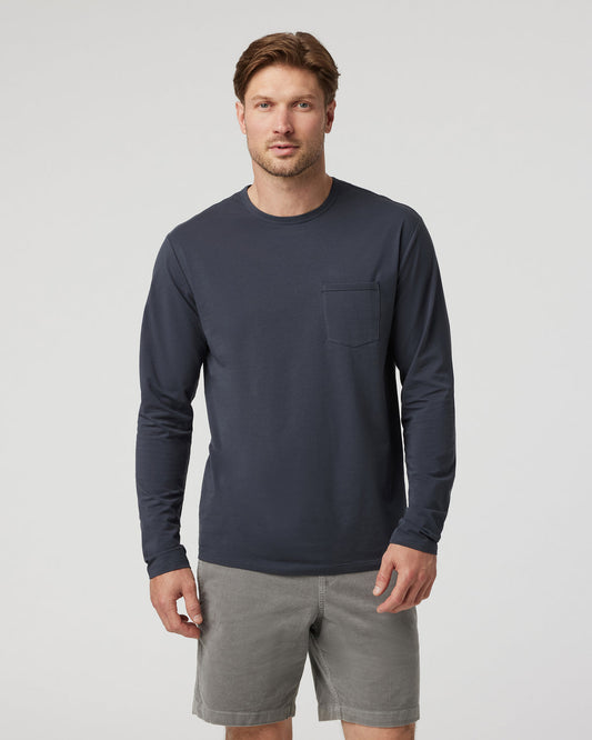 Long Sleeve Men's Feather Tee Navy - Vuori