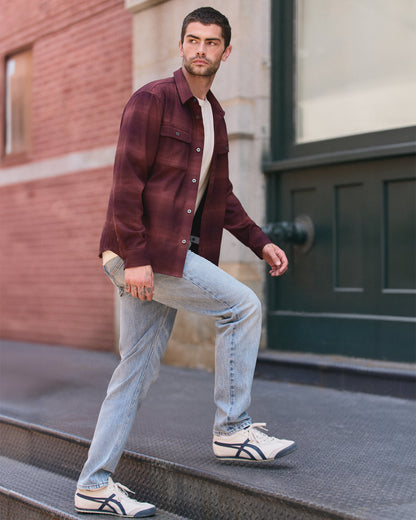 Long Sleeve Flannel Button Down Men's Raisin Shirt - Vuori
