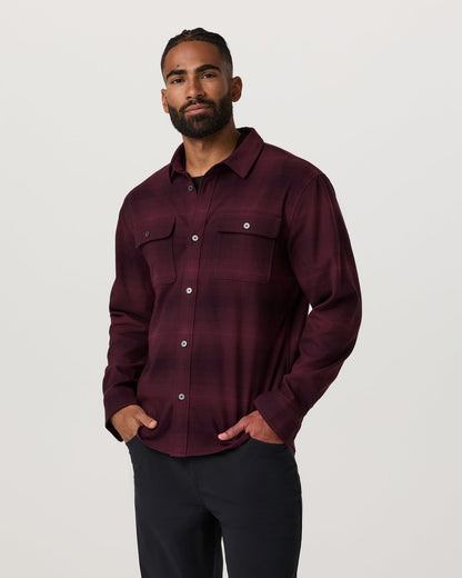 Long Sleeve Flannel Button Down Men's Raisin Shirt - Vuori