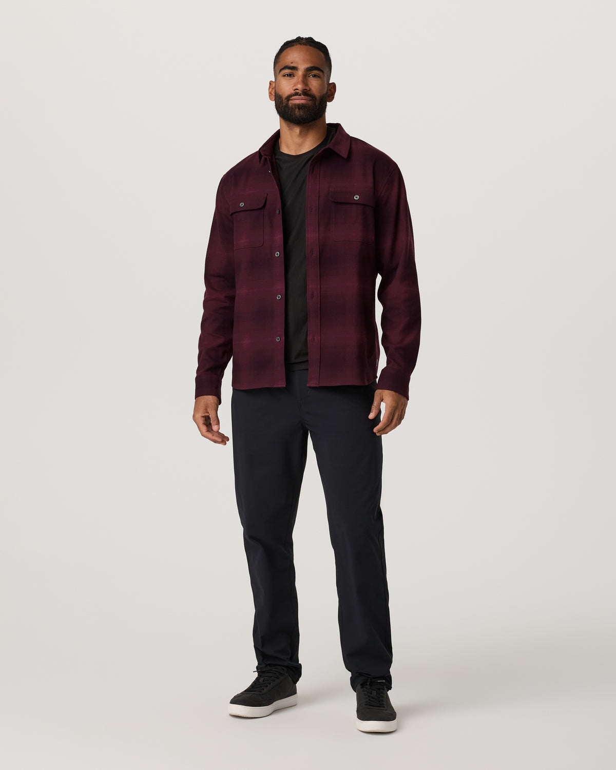 Long Sleeve Flannel Button Down Men's Raisin Shirt - Vuori