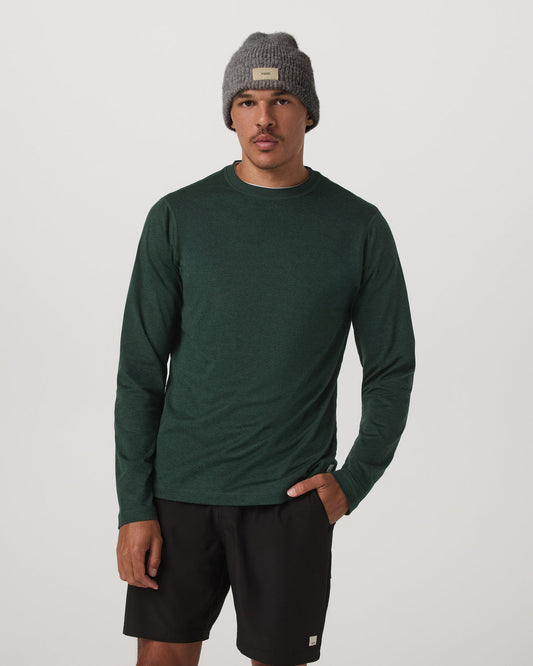 Long Sleeve Ponto Performance Tee Evergreen Heather - Vuori