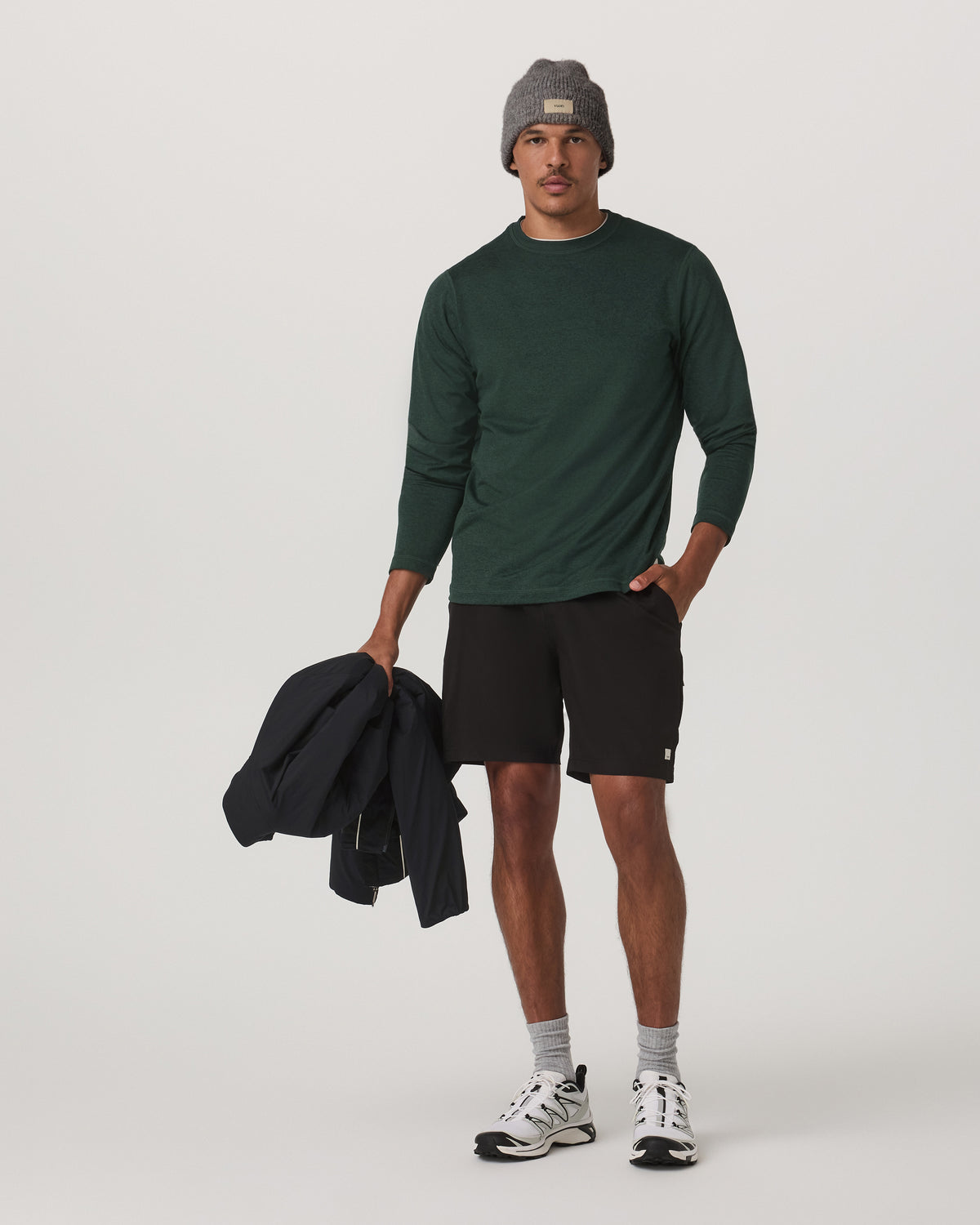 Long Sleeve Ponto Performance Tee Evergreen Heather - Vuori