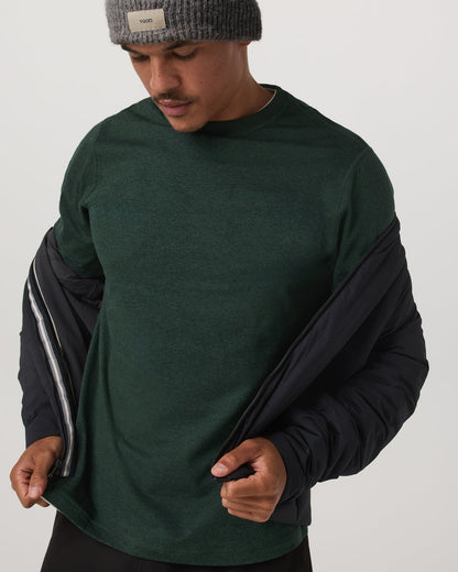 Long Sleeve Ponto Performance Tee Evergreen Heather - Vuori