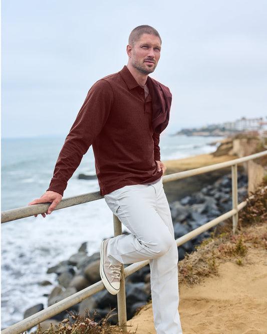 Men's Long Sleeve Coronado Rugby Spiced Apple Heather - Vuori