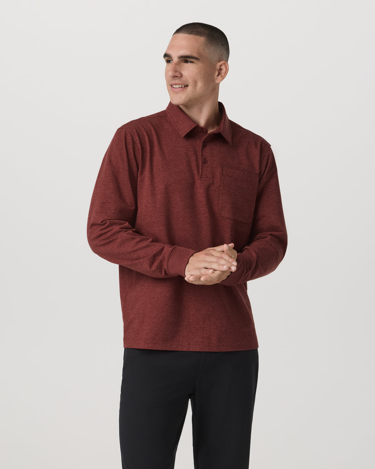 Men's Long Sleeve Coronado Rugby Spiced Apple Heather - Vuori