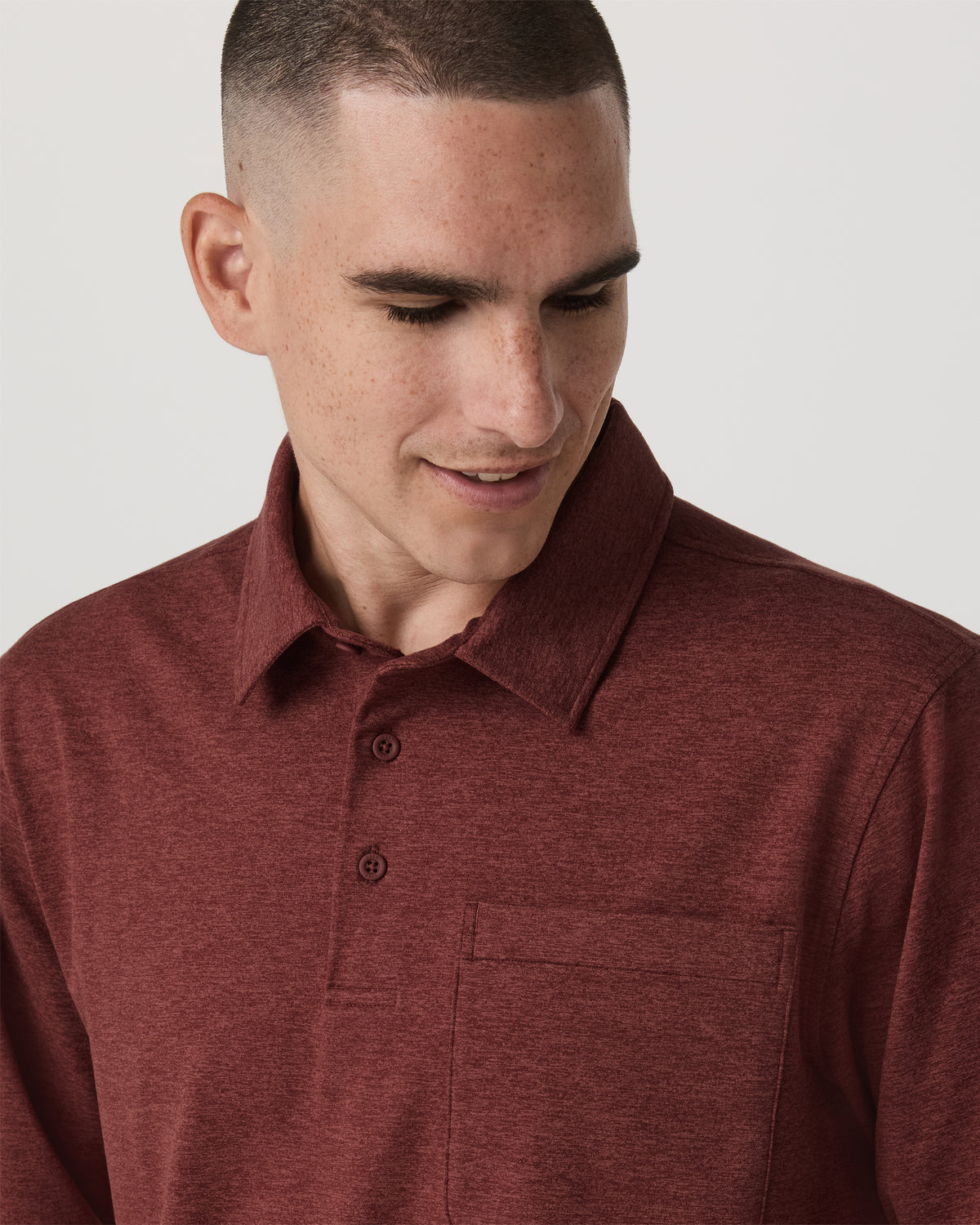 Men's Long Sleeve Coronado Rugby Spiced Apple Heather - Vuori