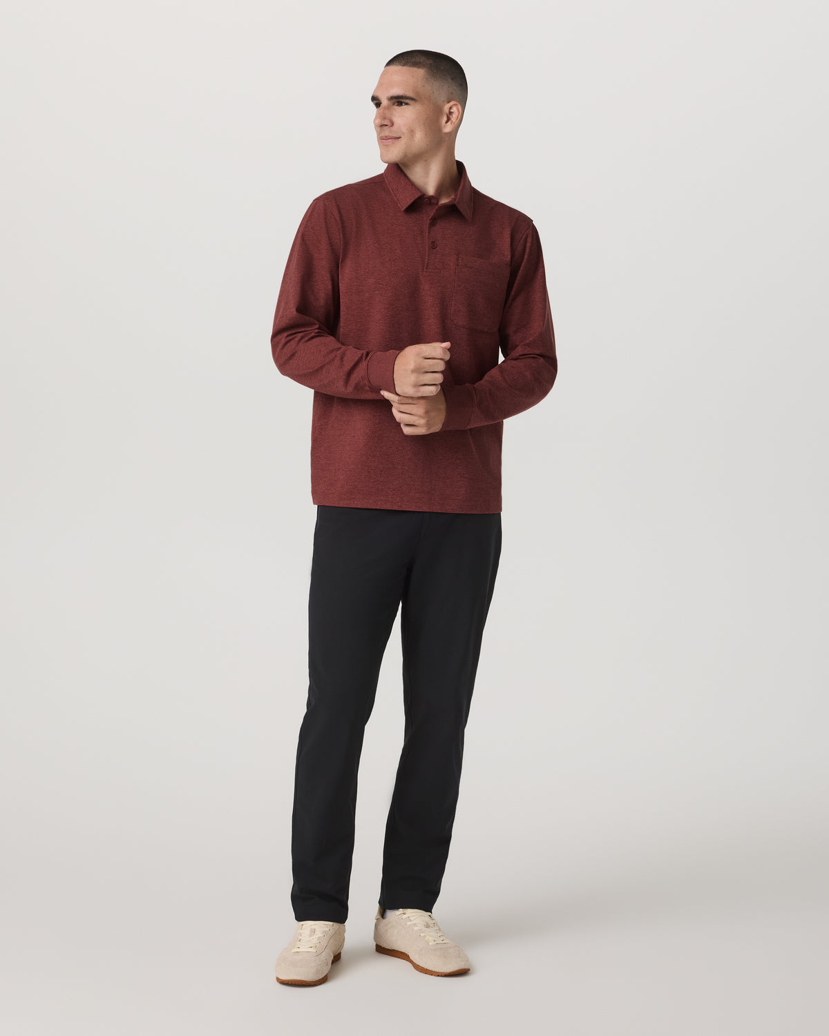 Men's Long Sleeve Coronado Rugby Spiced Apple Heather - Vuori
