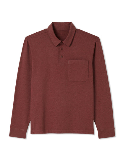Men's Long Sleeve Coronado Rugby Spiced Apple Heather - Vuori