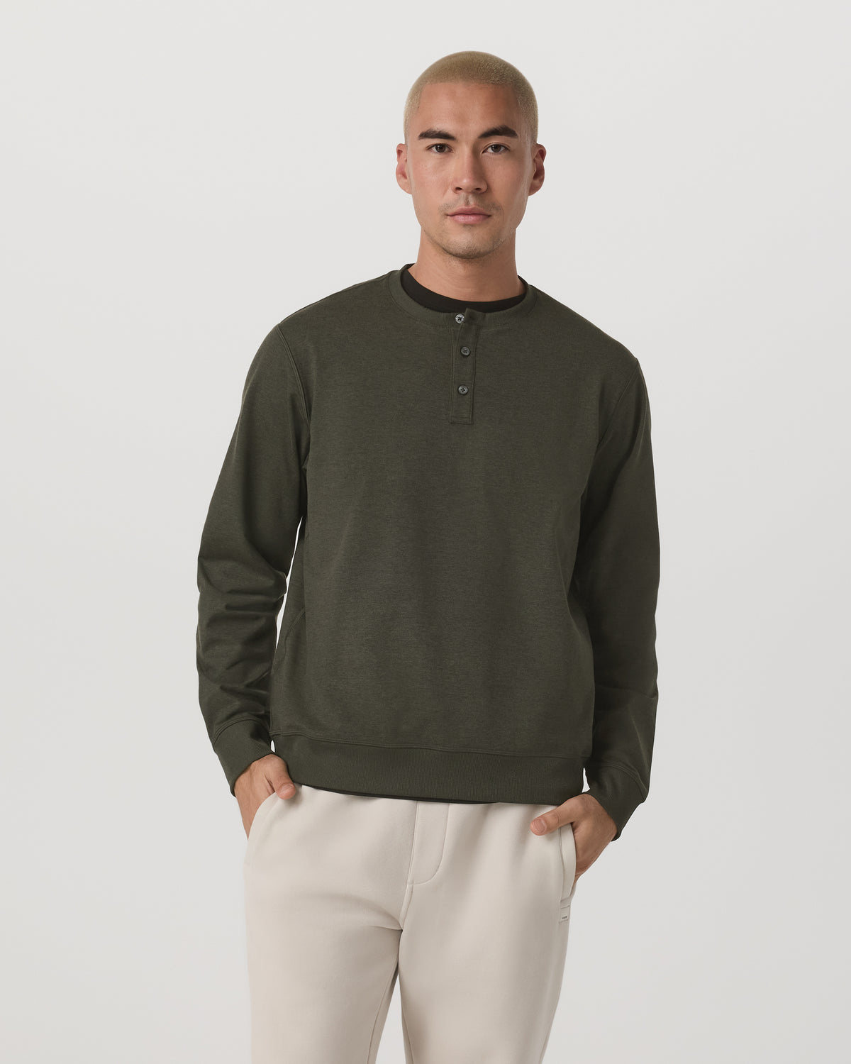 Long Sleeve Coronado Henley - Relaxed Oregano Heather - Vuori