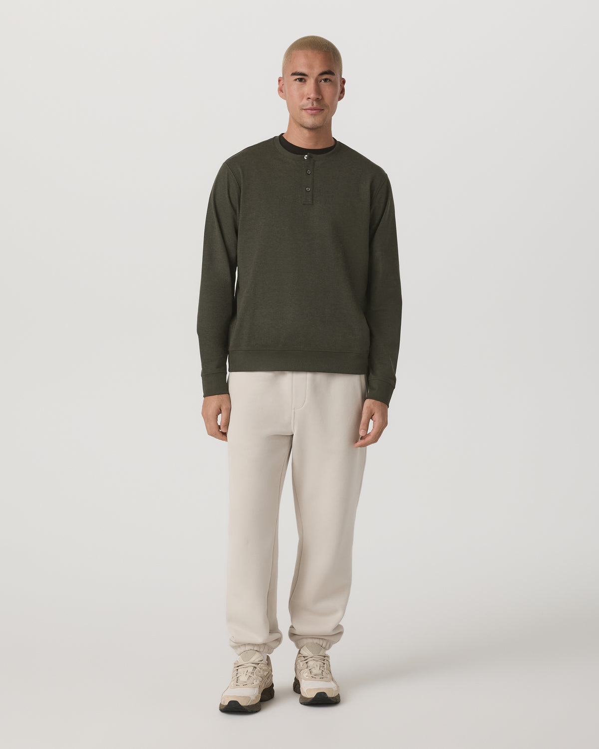 Long Sleeve Coronado Henley - Relaxed Oregano Heather - Vuori