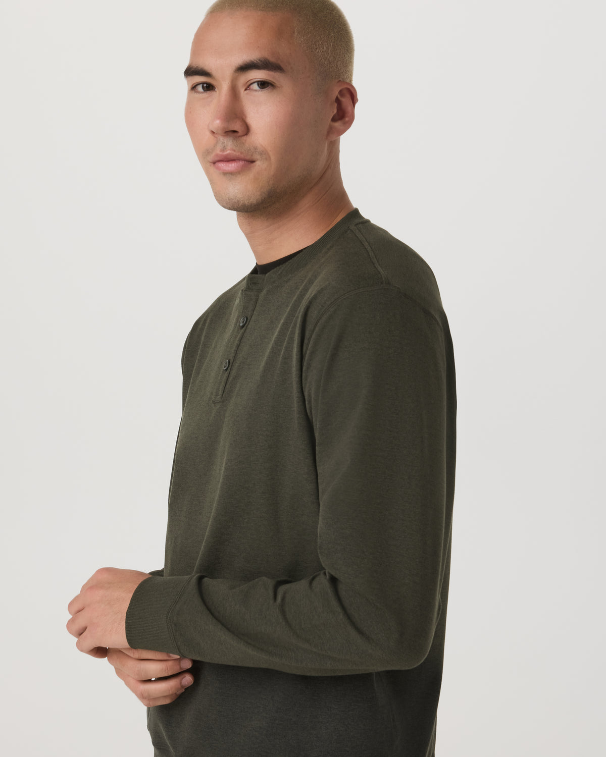 Long Sleeve Coronado Henley - Relaxed Oregano Heather - Vuori