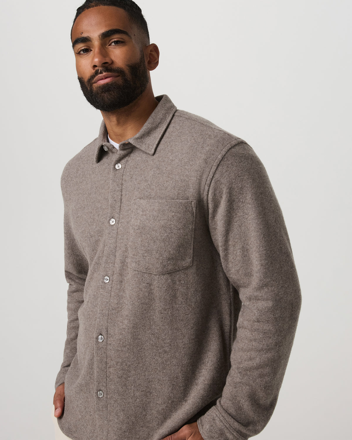 Long Sleeve Altitude Wool Shirt - Relaxed Phantom Grey - Vuori