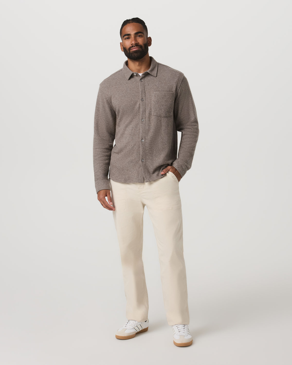 Long Sleeve Altitude Wool Shirt - Relaxed Phantom Grey - Vuori