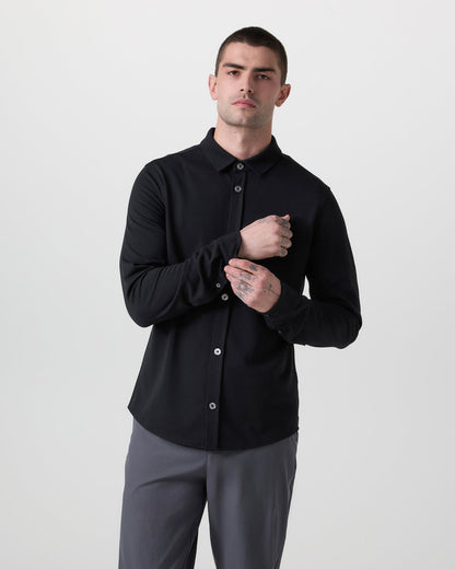 Long Sleeve North Beach Button Down Black - Vuori