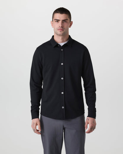 Long Sleeve North Beach Button Down Black - Vuori