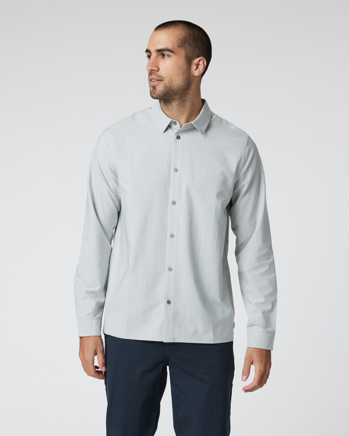 Long Sleeve Manhattan Button Down Sky Grey - Vuori